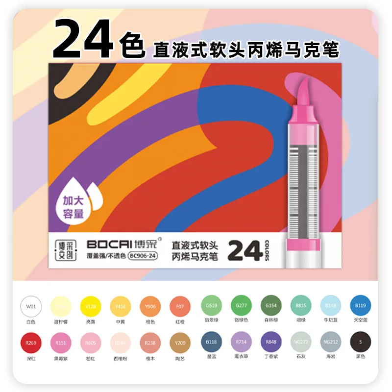 Большие емкости бесцветные детские ручки от руки штабелируемые акриловые маркеры с мягкой головкой