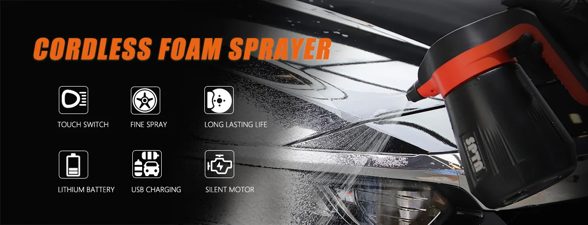 SPTA 1Pc 2.25L  Electric Car Foam Sprayer, Battery Powered Foam Sprayer Cordless Pump Foam Sprayer for Car Cleaning Kit