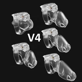 V4 Man Gay Bondage Sex Toys Plastic Penis Lock Ring Device Resin Male Chastity Cage Cock For Men