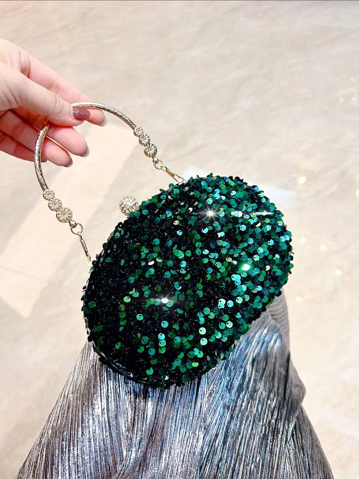 green astr the label dress Emerald green fold over clutch, Green velvet purse, Women Purse