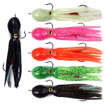 New 110mm 21g Soft Luminous Silicone Skirts Lure Artificial Squid and Octopus Bait with Hook for River Boat Fishing – Soft Lure – view 2