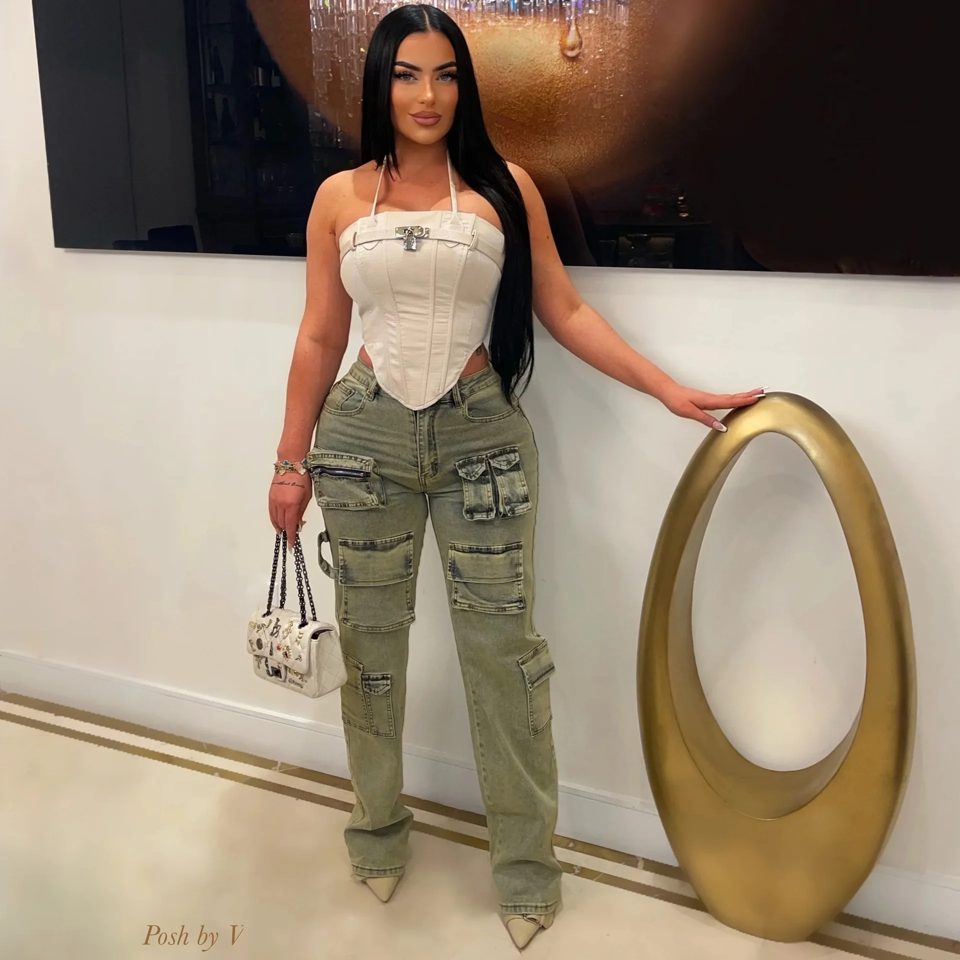 C0740, новинка, оптовая продажа, дизайнерская рабочая одежда на молнии, повседневные эластичные джинсовые брюки, женские джинсы-Карго