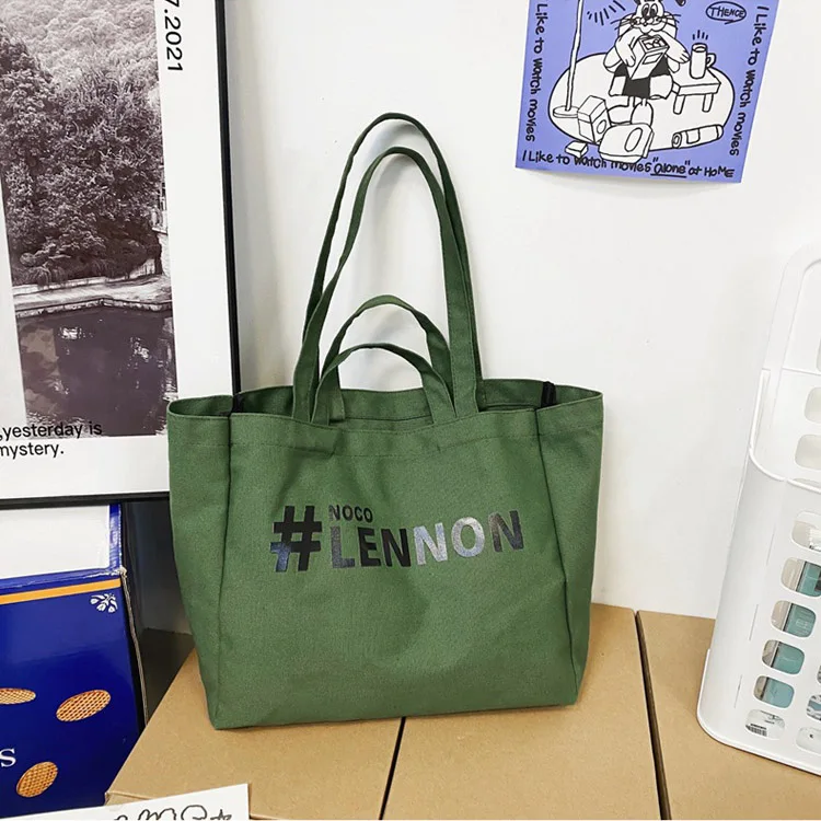 Personalized Customization One Shoulder Black Color Canvas Bags Logo