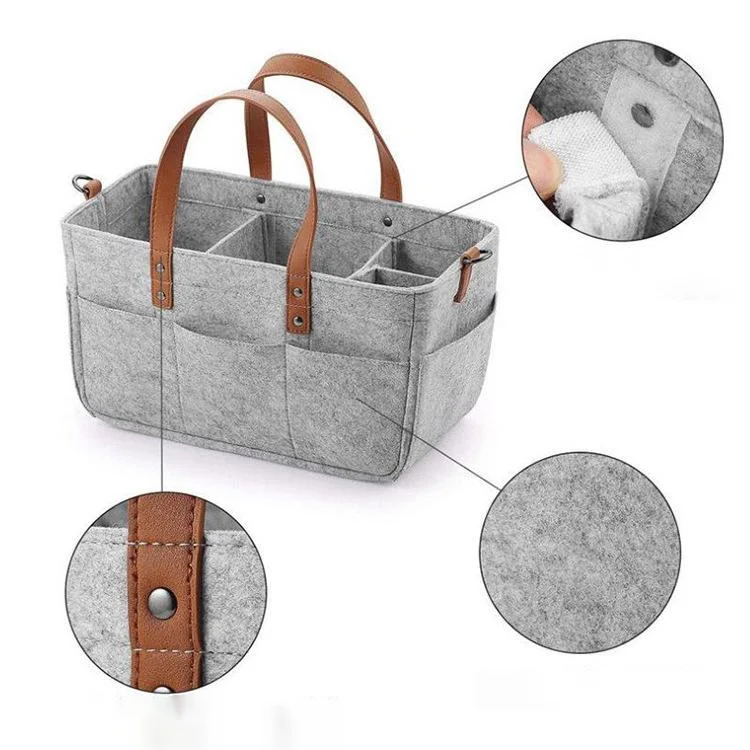 Изготовленный На Заказ войлочный детский подгузник Caddy органайзер для детской коляски сумка хранения корзина с кожаным ремешком через плечо и