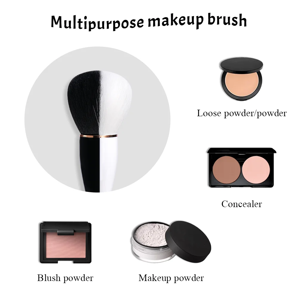 Fashion Design Large Coverage Mineral Powder Brush White Black Soft