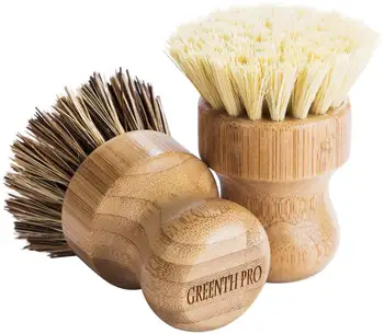 kitchen brush coconut scrub brushes wooden wood bamboo pot pan