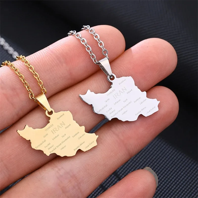 Collier Avec Pendentif Carte De L'Iran - Tendance Ethnique Collier Avec Pendentif Carte De L'Iran - Tendance Ethnique