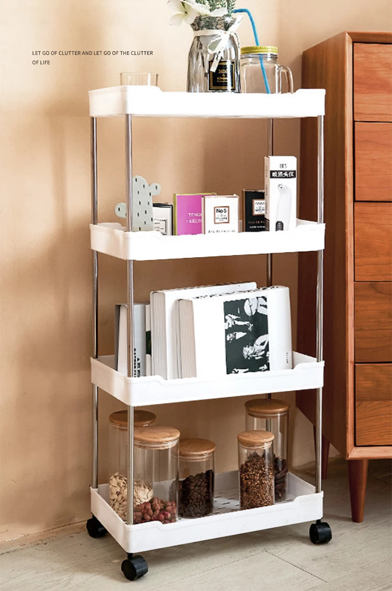 PP Plastic Multilayer Save Space Crack Shelf Bathroom Gap Holder Removable Rack Kitchen Narrow Storage Racks Kitchen Organizer
