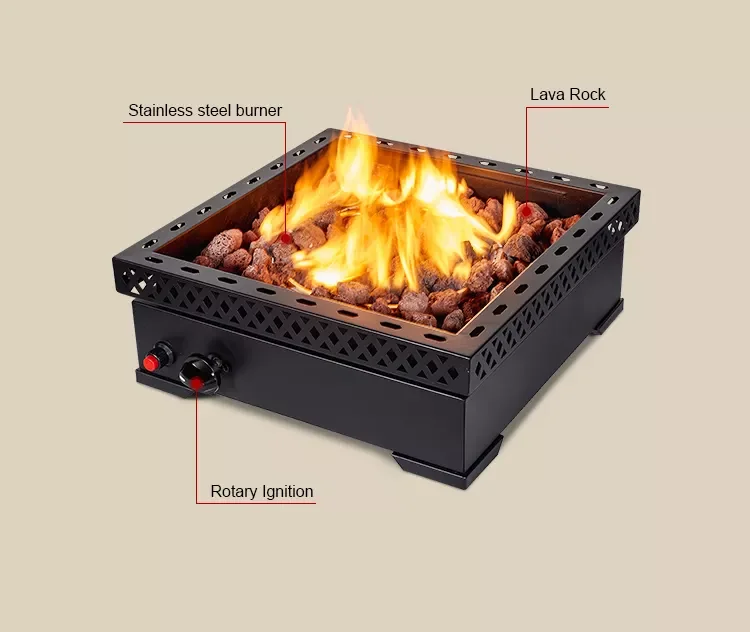 Professional China Manufacturer Vertical Square Patio Garden Outdoor Gas Fire Pit