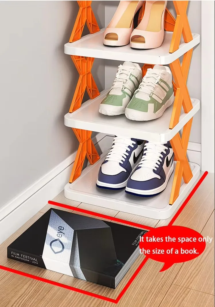 Easy-to-Assemble Living Room Shoe Organizer Space-Saving PP Plastic Storage Shelf with Close-to-the-Door Design details