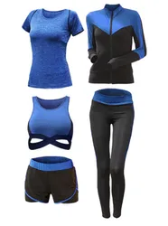 Новейший OEM дышащий набор одежды для занятий фитнесом и фитнесом, набор из 5 предметов, костюм для йоги