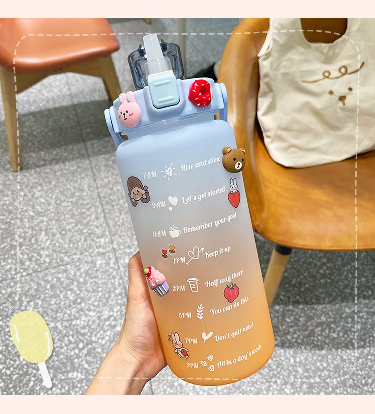 Custom Logo 2l Motivational Time Marker Water Bottle Gradient Color ...
