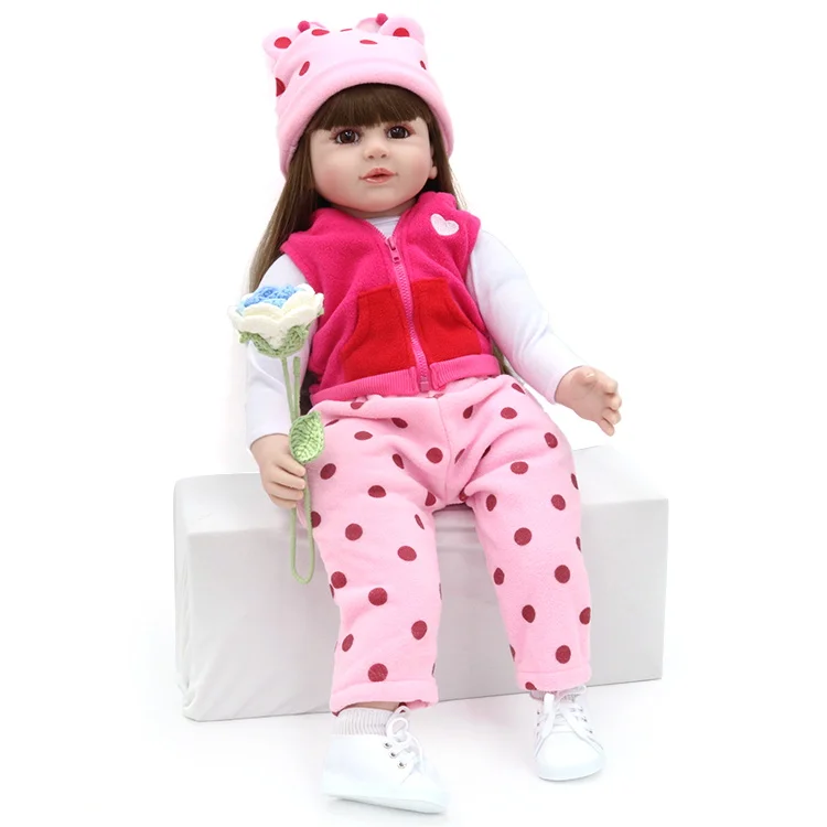 Bambola Reborn 60 Cm – Neonata Realistica In Vinile E Silicone – Con Vestito, Biberon E Ciuccio