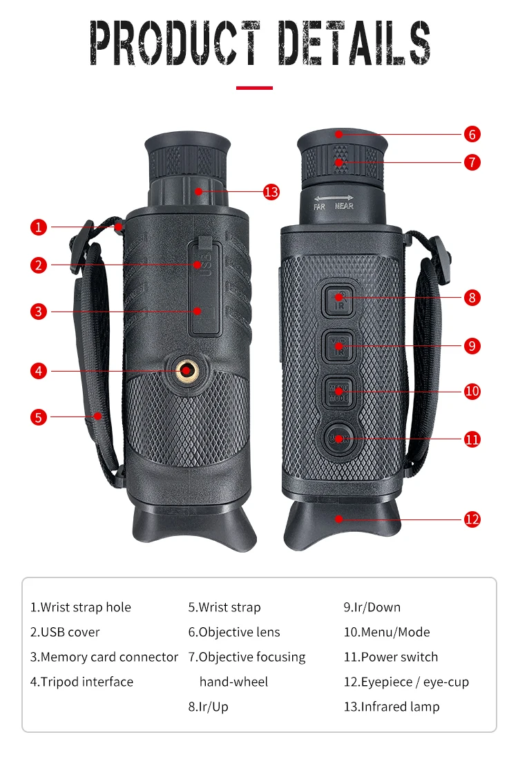 Rechargeable Hand Held Portable Monocular Night Vision details