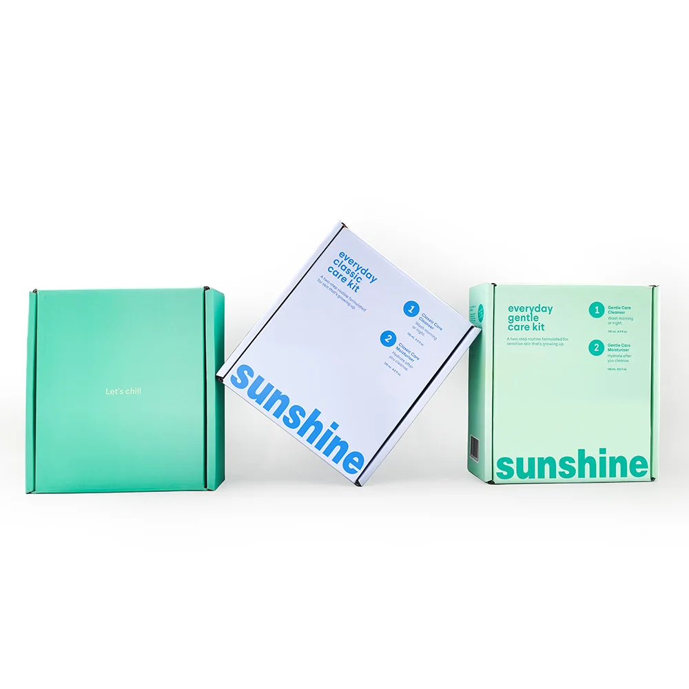 Wholesale Custom Logo Design Small Shallow Green Color 5x5x4  8x8x8 E Flute Corrugated Paper Cardboard Package Shipping Boxes