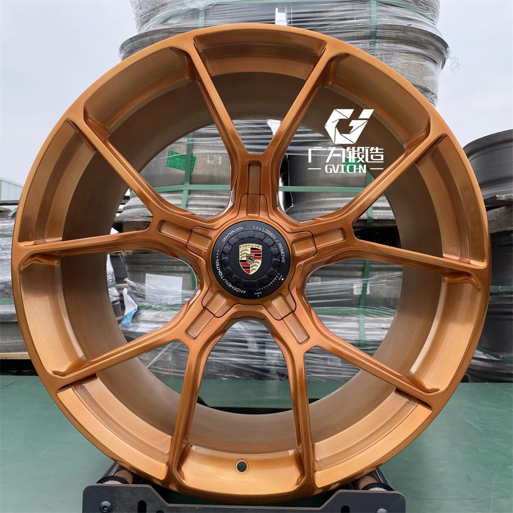 GVICHN Custom forged wheels Brushed bronze center Lock wheels 5x130 5x112 19 20 21 22 23 24 26 inches for Porsche 911 718 918