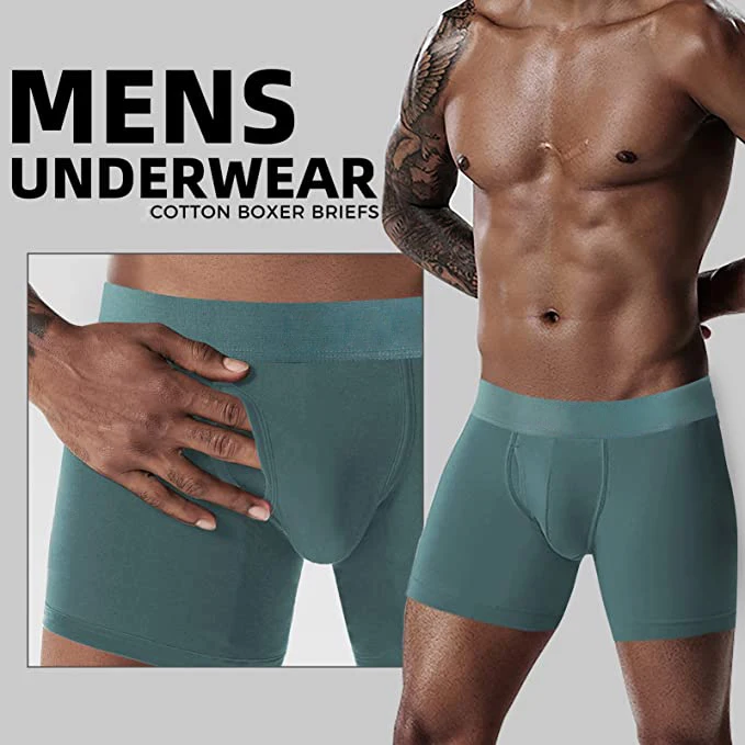 Mens Underwear Boxer Briefs Stretch Cotton Custom Designs Logo 5 Inch