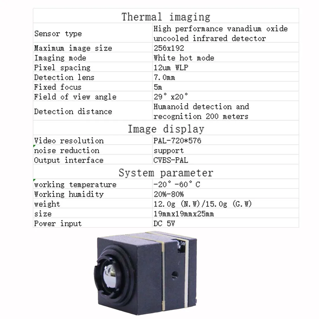 Thermal FPV Drone Camera Mini Analog CVBS PAL 720*576 High Resolution Thermal Imager With Infrared Detector for Rc Racing Drones
