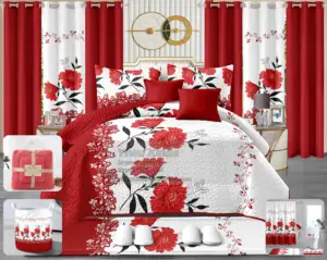 Wholesale King Size Sheet Set 24 Pcs Bedding Set and Set 24 Pieces Bedding Bedspread & Shower Curtain for Bedroom and Bathroom