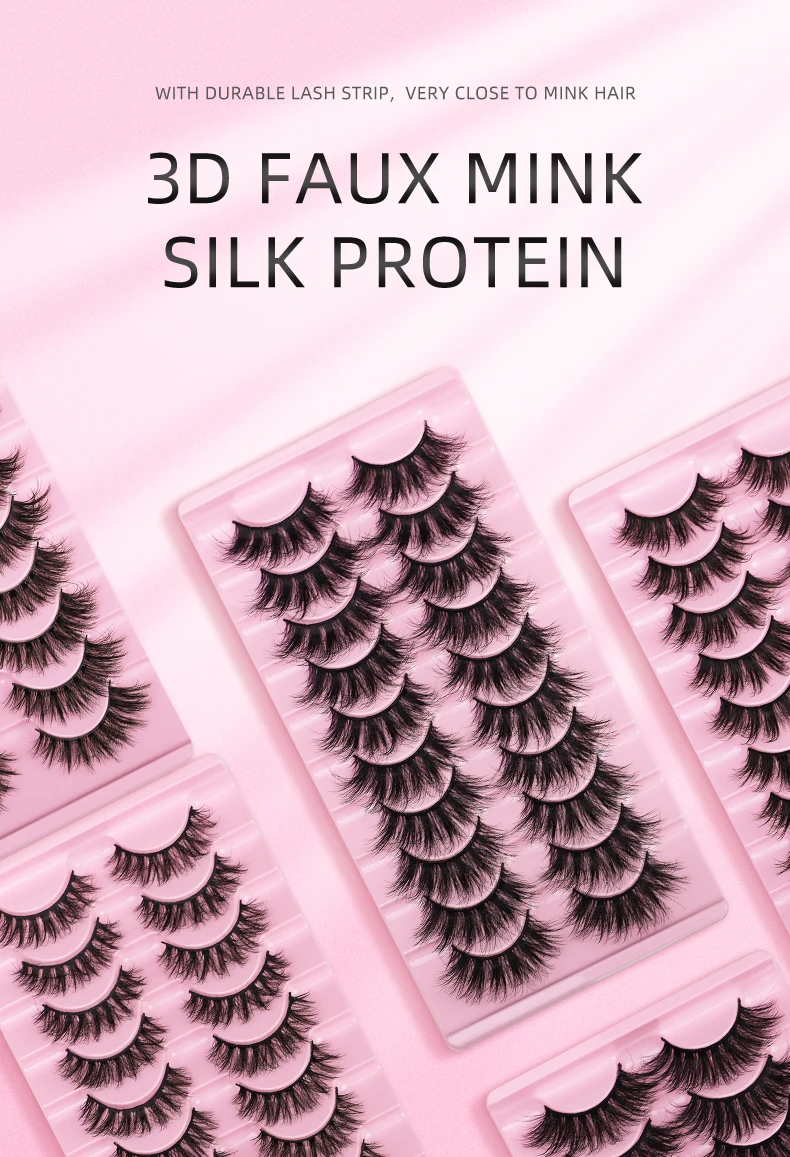 Wholesale False Eyelashes 10 Pairs Full Strip Mink Lashes 100 Handmade Custom Packaging Natural