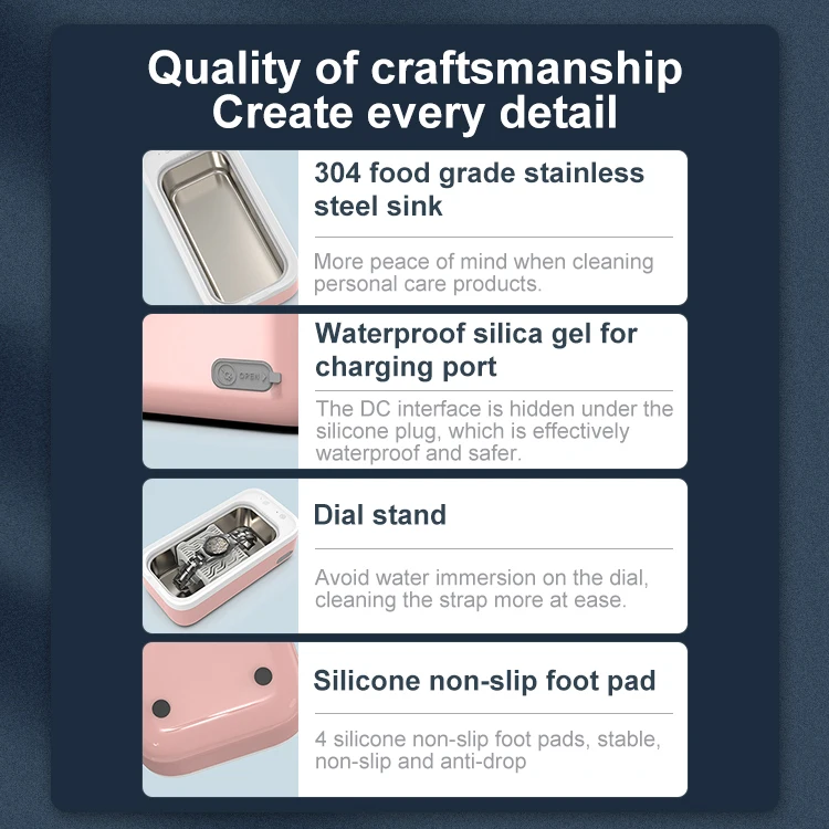 
 Заказное портативное UV-C стерилизатор Мини проектор для домашнего стоматологическую чистку ювелирных изделий очки Ультразвуковой очиститель с функцией беспроводной зарядки  