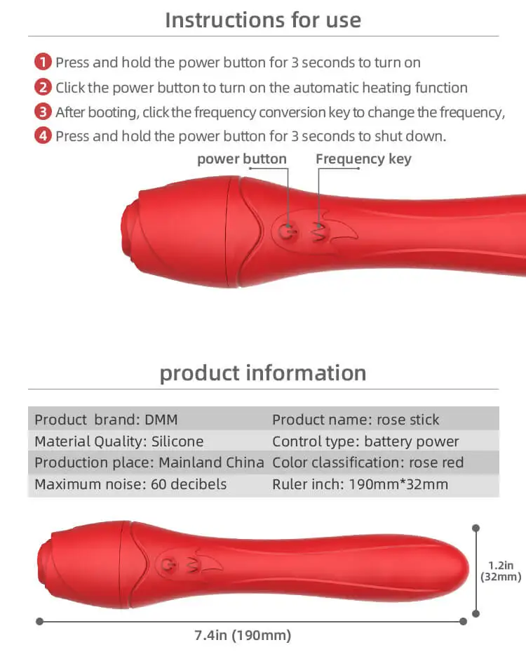 42 Degree Rose Dildo Heating Wand Vibrator for G-Spot Stimulation - USB Rechargeable, Waterproof Sex Toy for Women 42 Degree Rose Dildo Heating Wand Vibrator for G-Spot Stimulation - USB Rechargeable, Waterproof Sex Toy for Women