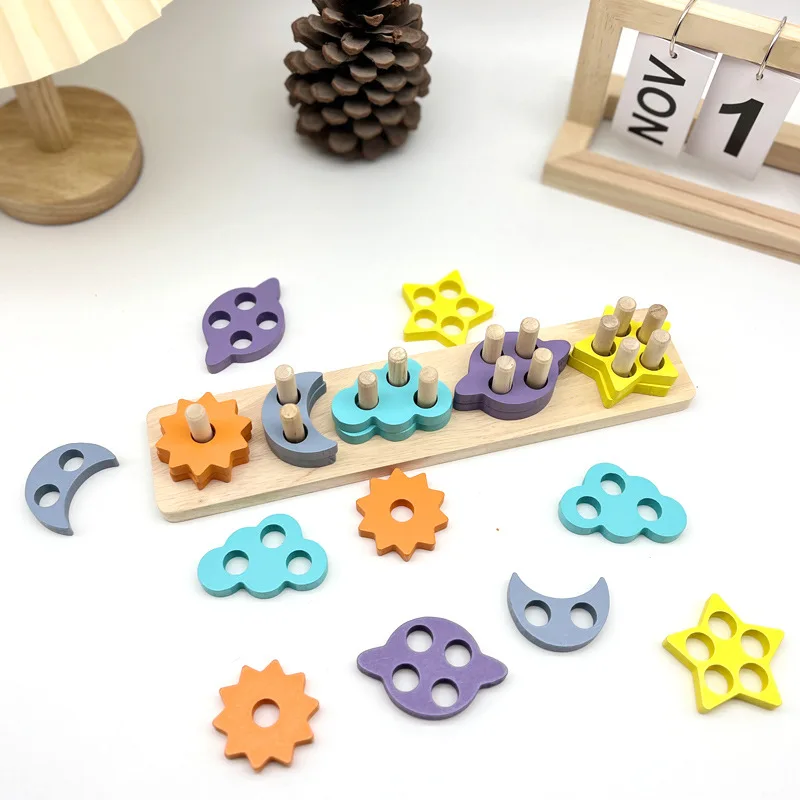 Toddlers Wooden Shape Sorting and Stacking Toys Wood Montessori Education Learning Toy Puzzles Gifts for Baby Boys and Girls