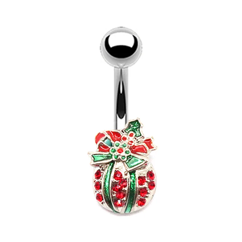 Gaby New Design Surgical Steel Belly Piercing Christmas Mistletoe Belly Button Ring for Women Wholesale Piercing Jewelry