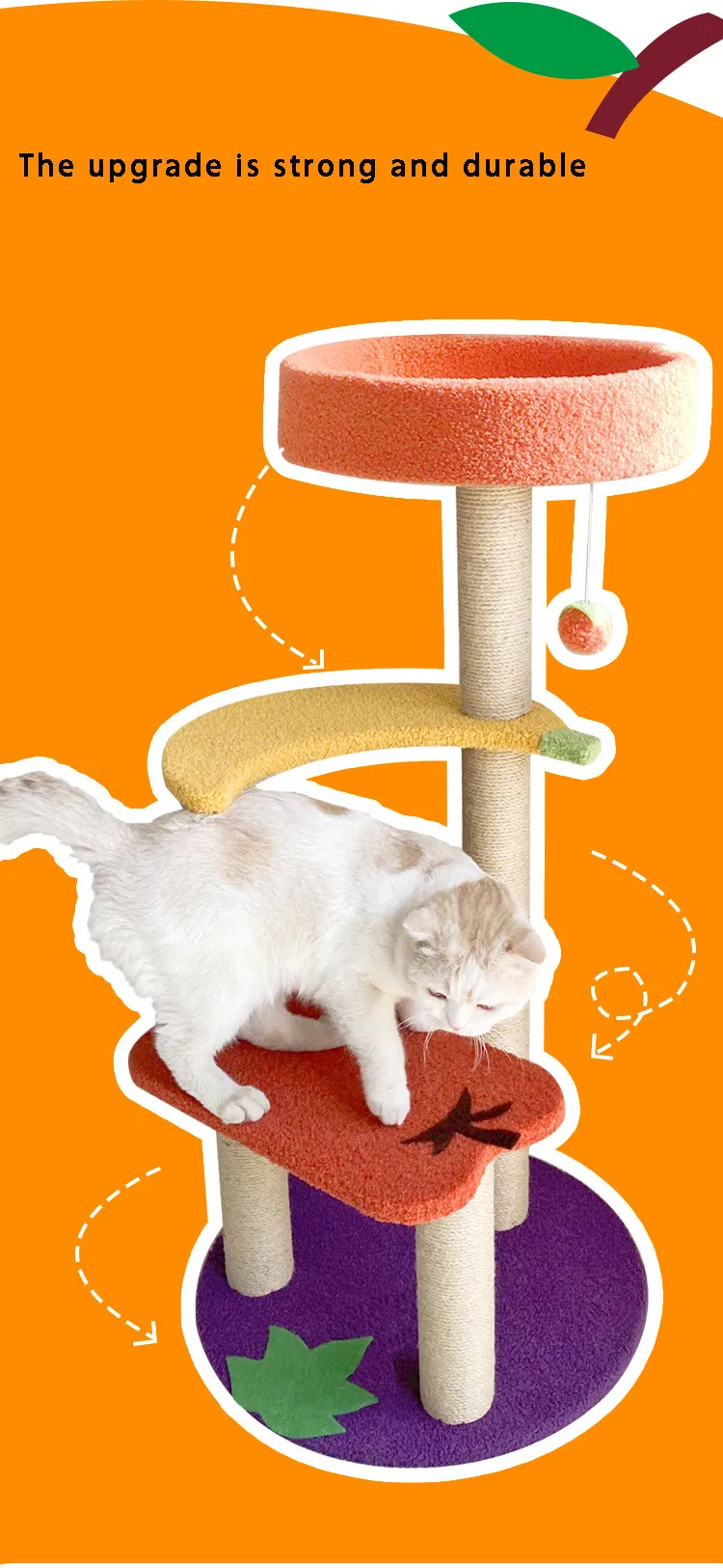 Fruit Three Layers Multicolour Cat Climbing Tree Condo Tower And Cat Play Tree Pet Cat