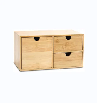 Bamboo desktop storage box with drawer, bamboo drawer, desktop drawer, desktop drawer (3 drawers with high drawer)