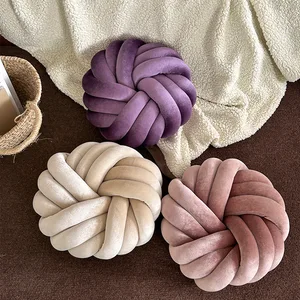 Wholesale Round Knotted Sofa Pillow Living Room Knot Throw Pillow Decor Hand-woven Pillows for Couch for Home Decor Cushion