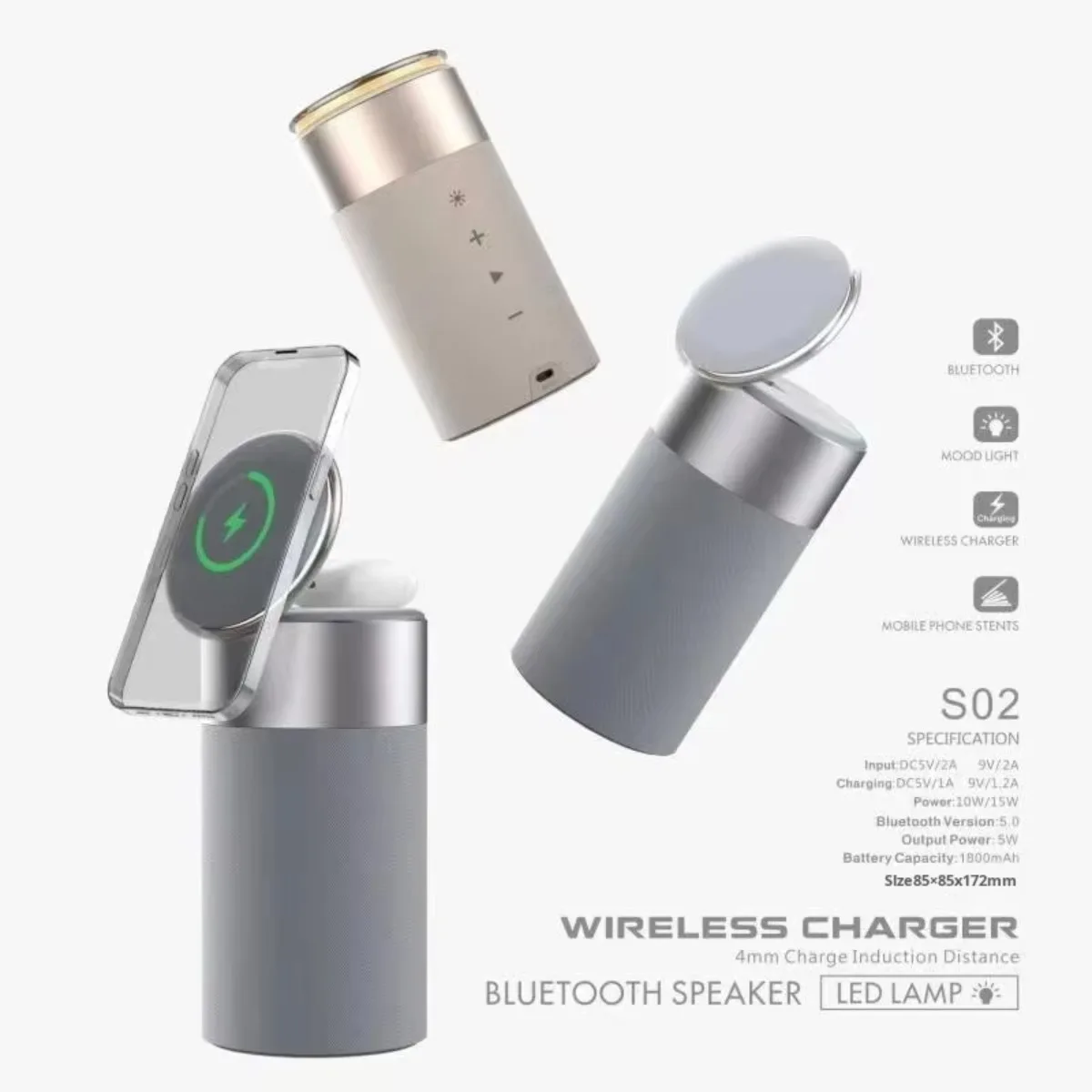 2025 Hot-Selling Magnetic Subwoofer Wireless Charging for Speaker RGB Adjustable Night Rechargeable