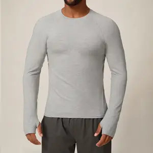 Custom Logo Long Sleeve Gym Wear T Shirts Wholesale Training Men's Athletic Pullovers Quick Dry Plus Size Sports T Shirt