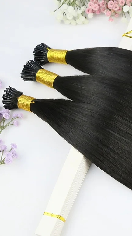 Wholesale Raw Cuticle Aligned Russian Itip Hair Extension Keratin Stick I Tip Remy Human Hair 