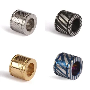 Fashion DIY Jewelry Accessories Damascus Steel Beads for Jewelry Making Four-Color Stainless Steel Beads