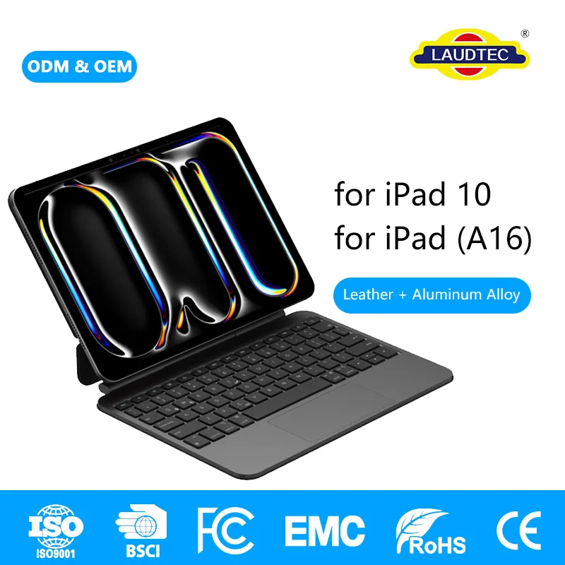 Premium Aluminum Magic Keyboard for iPad 10/ iPad 11 A16 Magnetic Keyboard Cover with Multi-Touch Glass Trackpad,ODM OEM