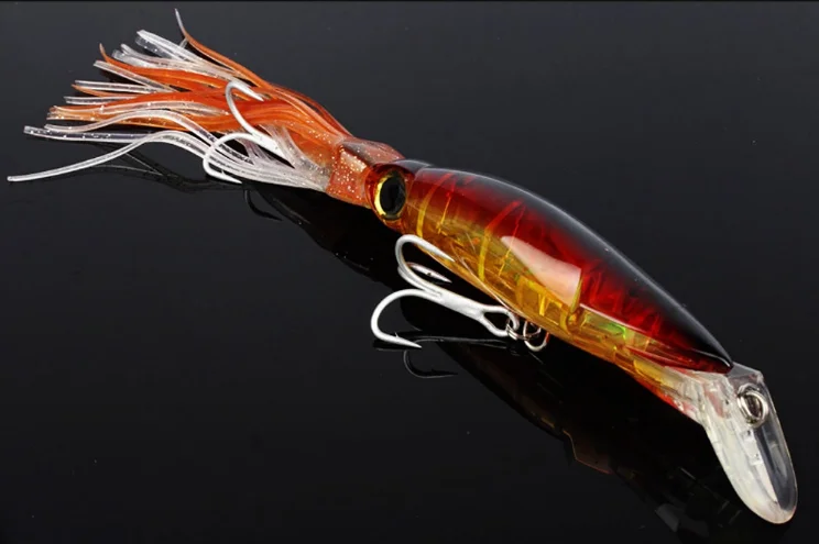 artificial ribbon fish lure Fishing Artificial Lure 14CM 40g Shrimp Sinking Minnow Fish Hard Plastic  Lure Bait with Silicone Ribbon Pesca Bait