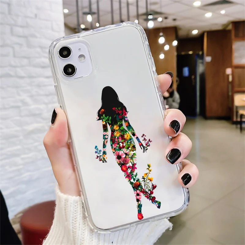 Skirt flower Girl Women clear tpu cell Phone Case For iPhone 13 promax