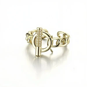 Muxcor Gold Plated Copper Jewelry Hip-hop Fine Ajustable Jewelry Fancy Jewellery for Ladies OT Buckle Chain Design Ring