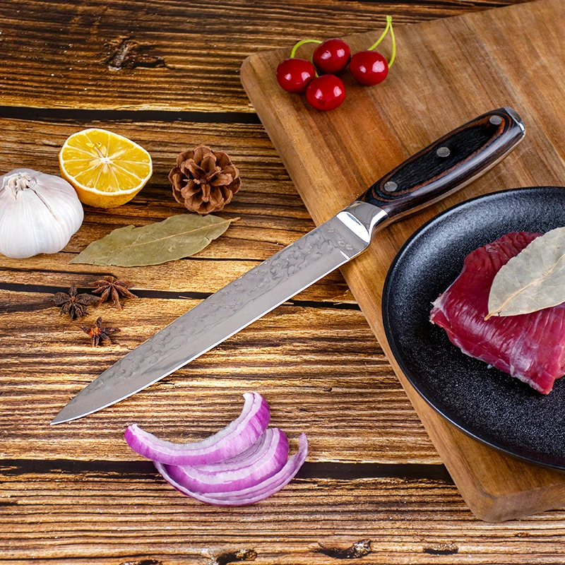 Customization Stainless Steel Pakka Wood Handle Chef Knife Set Forged 5 PCS Kitchen Knife Set