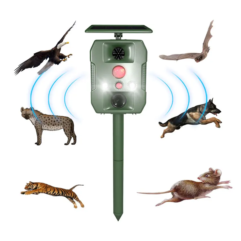 SAIJZEK Wholesale Outdoor Waterproof Solar Powered Animal Repeller Monkey Bat Mole Repeller Snake Cat Rat Bird Repellent