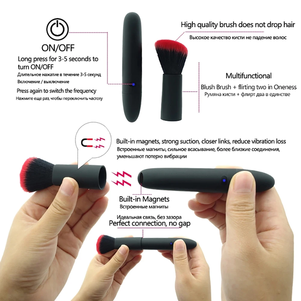 Trendy Cheap Vibrating Makeup Brush Vibrator Female Sex Toy Make-up G Spot Dildo Vibration for Women