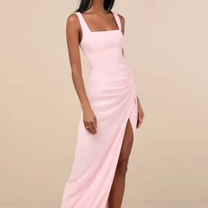 High End Elegant Feminine Pink Square Neck Ruched Side Slit Maxi Dress Oem Odm Manufacturer Custom