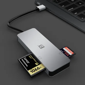 FB CR718-30 Metal 3 Ports Usb 3.0 Hub with 2 Slot Sd Tf Cf 6 in 1 Card Reader CF X1 + SD X1 + TF X1 + USB-AX3 detail image