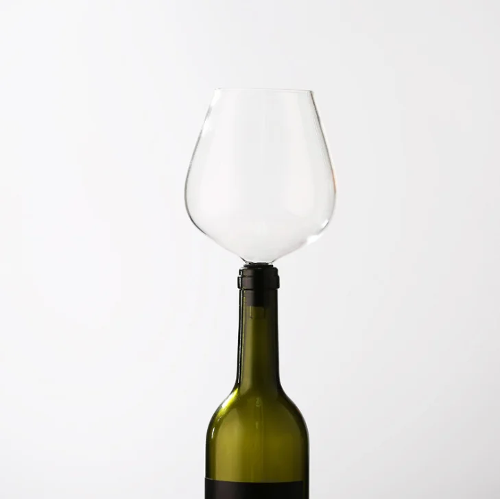 Borosilicate Wine Goblet Glass Bottle Topper - the Goblet to Drink Straight  From the Bottle 375 ml Wine Bottle