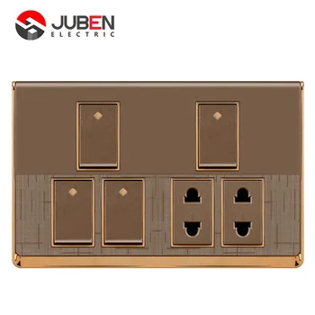 Modern wall gold detailing Modern luxury home office office hotel wall switch 1 wall switch 7 combination sockets