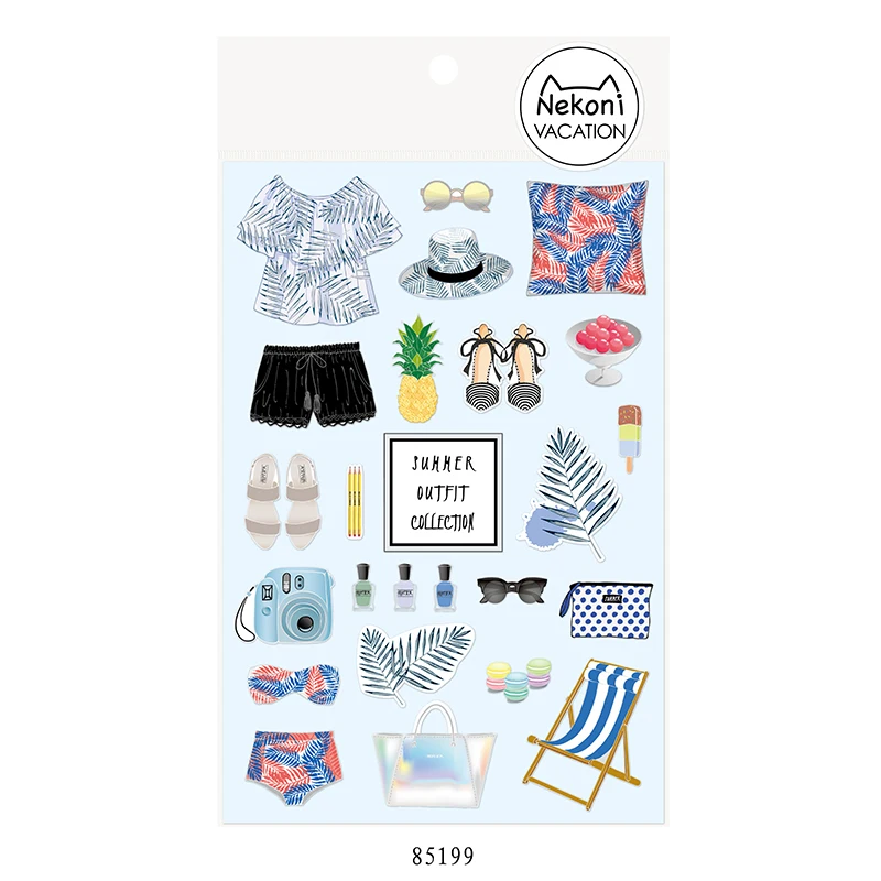 Nekoni праздничная серия наклейки клейкие декоративные на заказ ПВХ Виниловая наклейка для ручной учётной