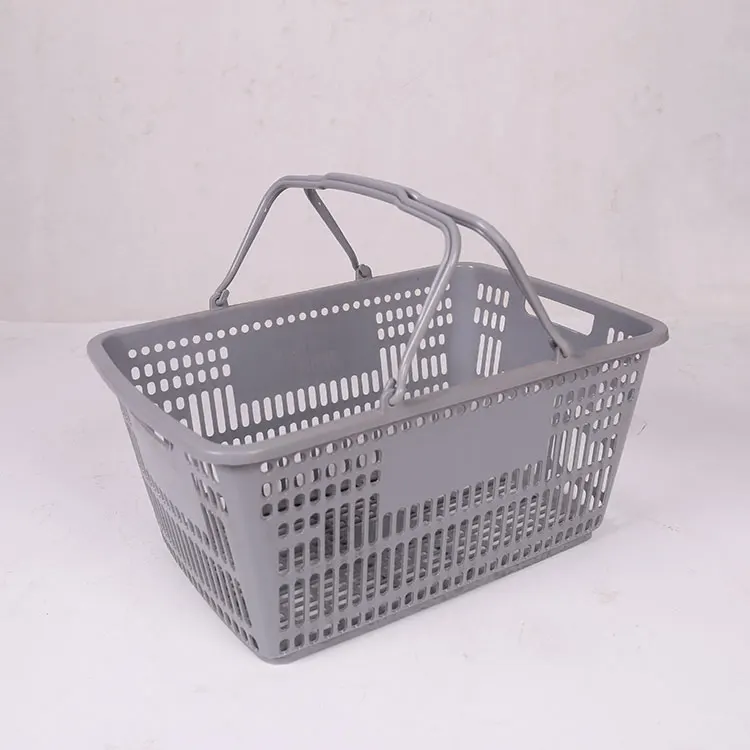 Cheap Price Double Handle Plastic Supermarket Shopping Baskets For