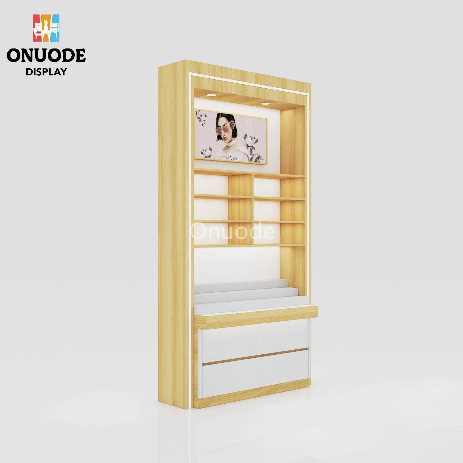Modern Custom Eyewear Display Cabinet with LED Lighting Hot Fashion Optical Shop Furniture Sunglasses Display Rack
