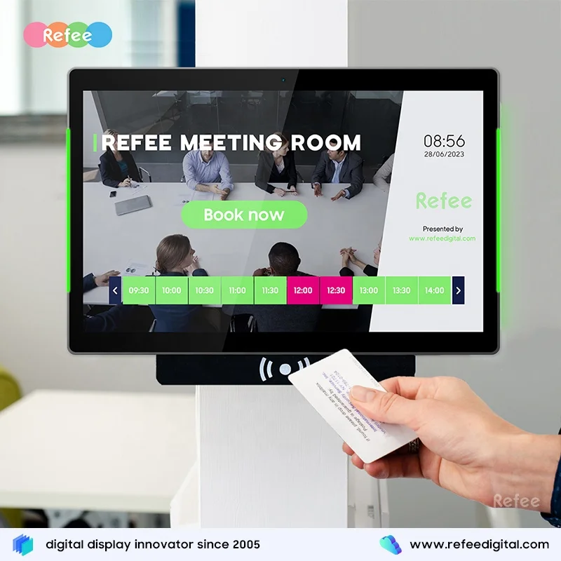 Meeting Room Android Interactive Touch Screen Poe Wall Mount Display Lcd Monitor Adjustable Led Lighting bar Conference Tablet